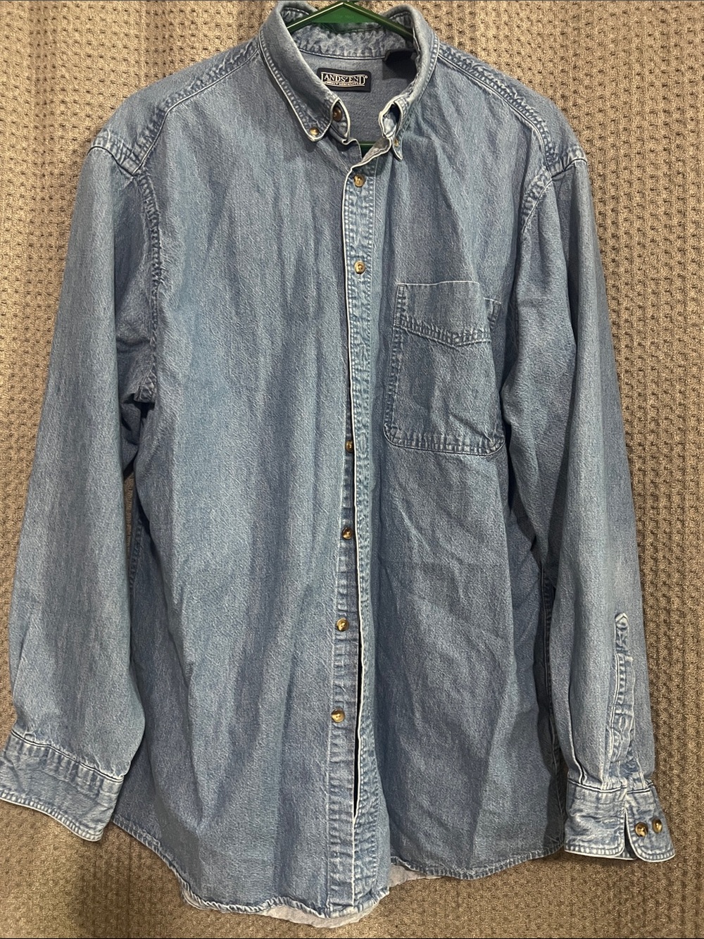 Lands' End Light Blue Denim Button-Down Shirt